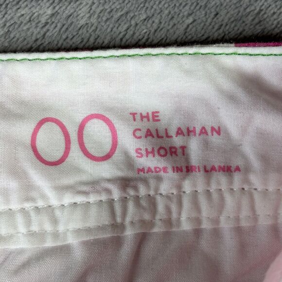 Lilly Pulitzer Shorts Womens 00 Pink White Callahan Tropical Print Seersucker - Picture 7 of 15